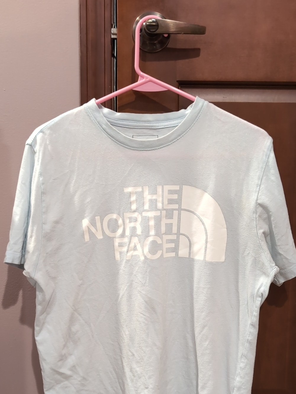 The North Face Pale Blue Logo Tee with White Print